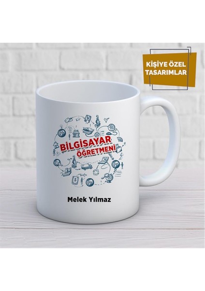 Kişiye Özel Isim Yazılabilir Bilgisayar Öğretmeni Kupa Bardak