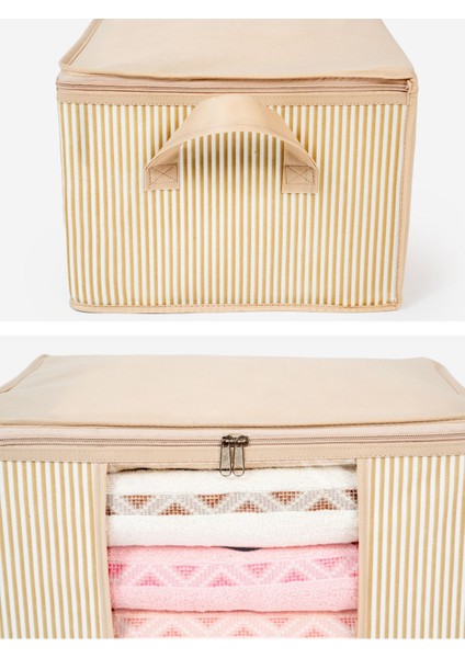 4'lü Bej Pencereli Krem Çizgili Dolap Içi Düzenleyici 40X30X20 cm modelleri