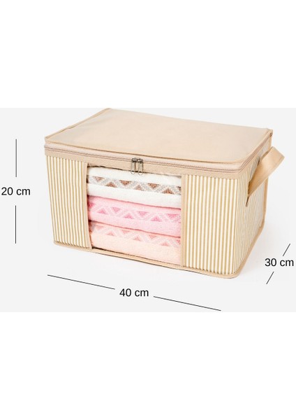 4'lü Bej Pencereli Krem Çizgili Dolap Içi Düzenleyici 40X30X20 cm indirimleri