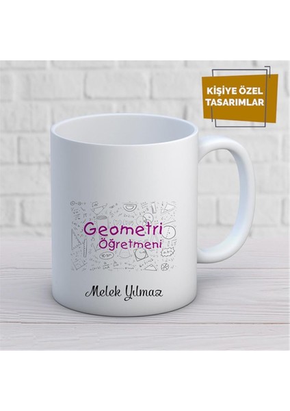 Kişiye Özel Isim Yazılabilir Geometri Öğretmeni Kupa Bardak