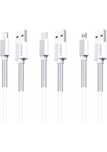 EC-137L 1m 3A Kırılmaya Dayanıklı Lightning Hızlı Şarj Kablosu - Beyaz fiyatları