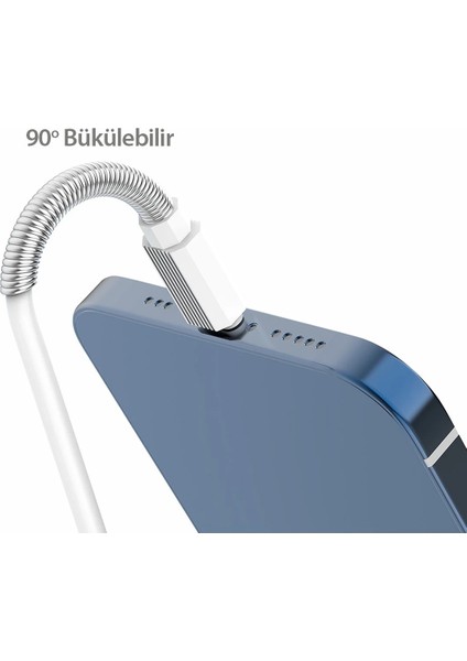 EC-137L 1m 3A Kırılmaya Dayanıklı Lightning Hızlı Şarj Kablosu - Beyaz fırsatları