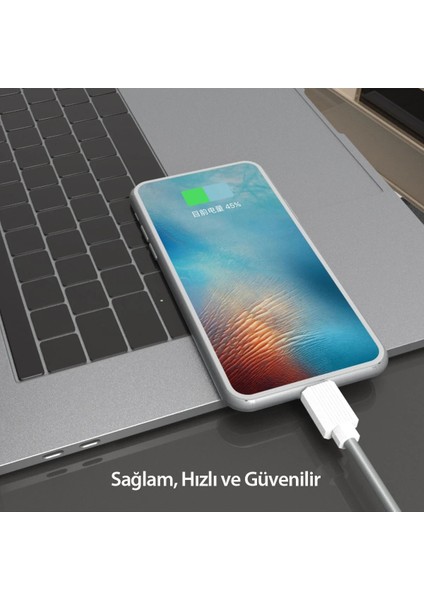EC-137L 1m 3A Kırılmaya Dayanıklı Lightning Hızlı Şarj Kablosu - Beyaz