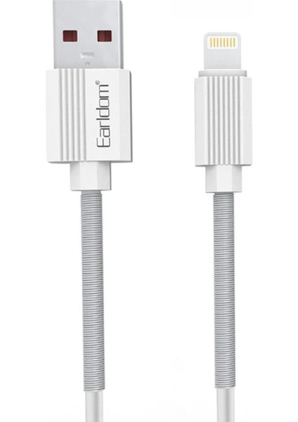 EC-137L 1m 3A Kırılmaya Dayanıklı Lightning Hızlı Şarj Kablosu - Beyaz