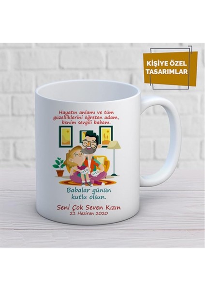 Kişiye Özel Isim Yazılabilir Babalar Günün Kutlu Olsun Seni Seven Kızın Kupa Bardak