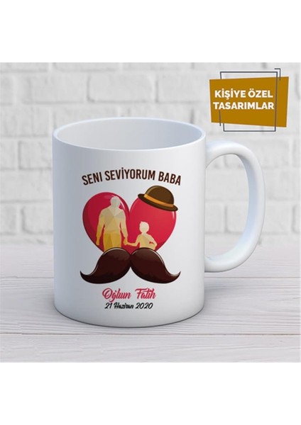 Kişiye Özel Isim Yazılabilir Seni Seviyorum Baba Kupa Bardak