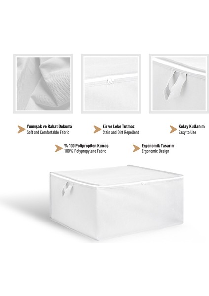 3'lü Küçük Beyaz Hurç Seti, 30X20X20 Cm, Şık ve Kullanışlı Saklama Çözümü fiyatları
