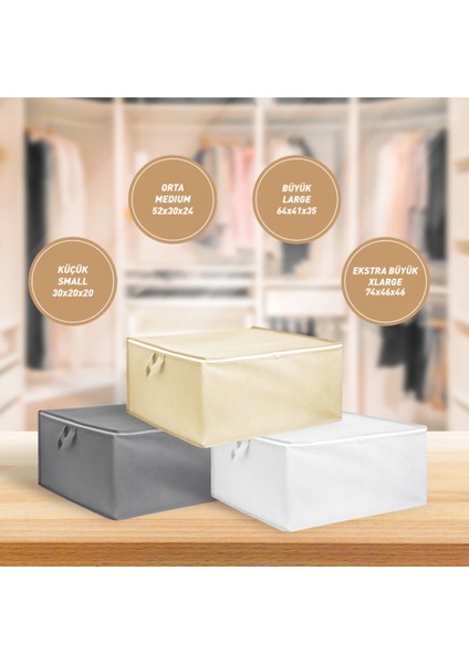 3'lü Küçük Beyaz Hurç Seti, 30X20X20 Cm, Şık ve Kullanışlı Saklama Çözümü fırsatları