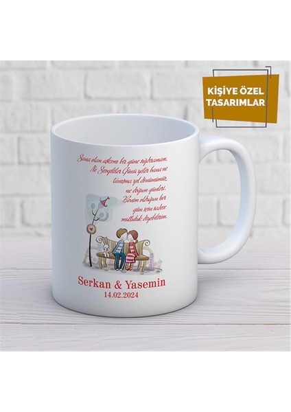 Kişiye Özel Isim Yazılabilir Sevgi Temalı Kupa Bardak