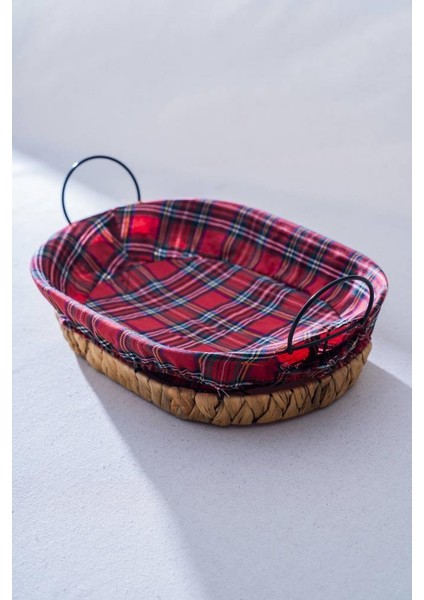 Hasır Ekose Oval Ekmek Sepeti 32CM