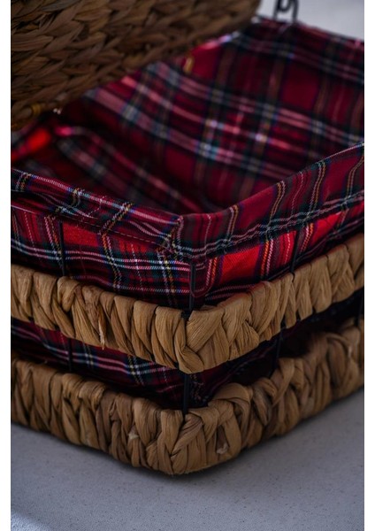 Hasır Ekose Kapaklı Dikdörtgen Piknik Sepeti 39CM fırsatları