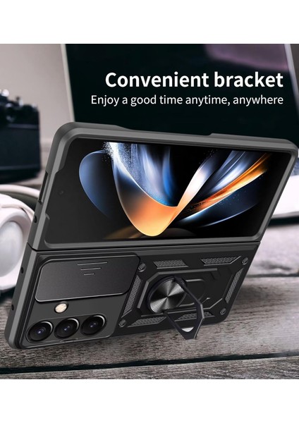 Samsung Galaxy Z Fold 7 Kılıf Kamera Korumalı Sürgülü Yüzüklü Standlı Military Armor Zırh Tank Kızaklı Kapak modelleri