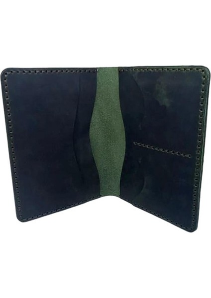 El Yapımı Hakiki Crazy Deri Pasaportluk Yeşil