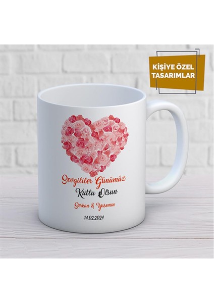 Kişiye Özel Isim Yazılabilir Sevgililer Günümüz Kutlu Olsun Kupa Bardak