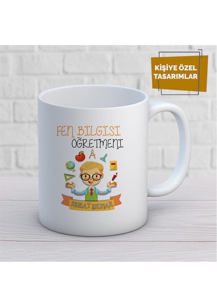 Kişiye Özel Isim Yazılabilir Fen Bilgisi Öğretmeni Kupa Bardak