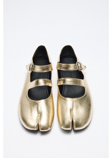 Babet 2525 - Parmak Arası Çift Bantlı Gold Kadın Babet