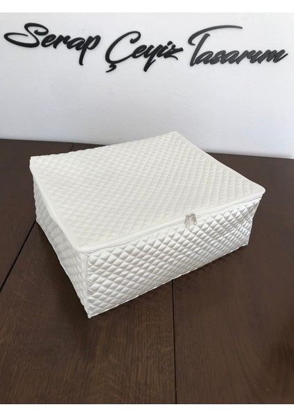 Yüksek Kaliteli Saten Kapitone Baza Altı Organizer, 50X40X20 cm fırsatları