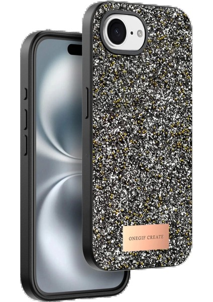 Apple iPhone 16E Bright Simli Kapak - Gümüş