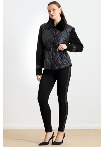 Relax Fit Siyah Kapitoneli Mont