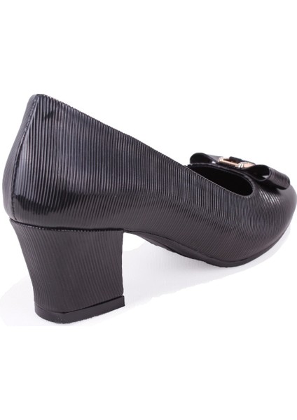 DZA07-725550 Siyah Baskılı Rugan Klasik Topuklu Kadın Ayakkabı fırsatları