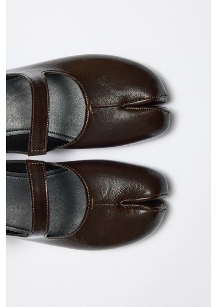 Babet 2525 - Parmak Arası Çift Bantlı Acı Kahve Kadın Babet