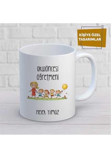Kişiye Özel Isim Yazılabilir Okul Öncesi Öğretmeni Kupa Bardak