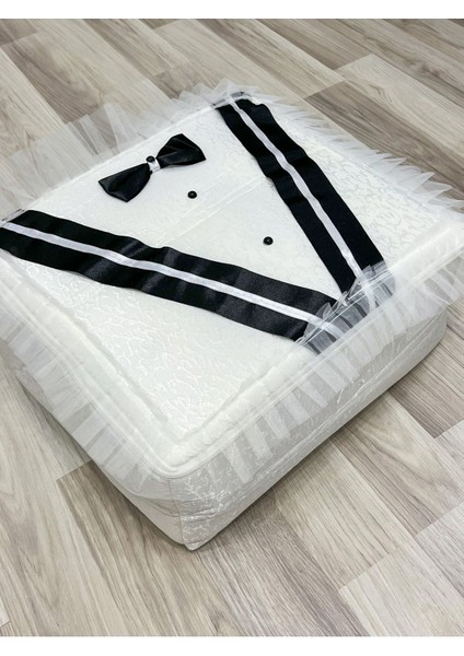 Beyaz Damat Figürlü Bohça 40X40 Söz Nişan Çeyizlik Klasik Takım fırsatları