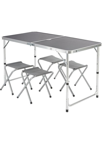 Funky Chaırs Tabureli Katlanabilir Piknik Masası Seti -Füme