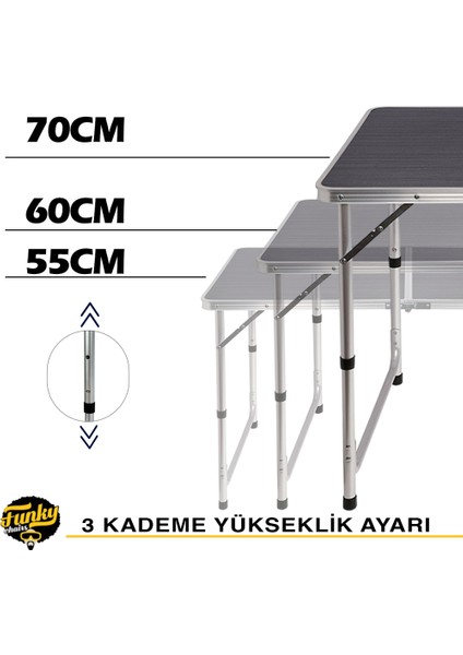 Funky Chaırs Tabureli Katlanabilir Piknik Masası Seti -Füme modelleri