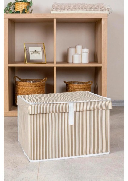 3'lü Bej Çok Amaçlı Kapaklı Hurç ve Kutu 50X40X25, Saklama ve Düzenleme Seti modelleri