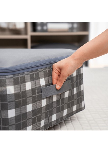 Küçük Pencereli Ekose Desenli Dolap Içi Organizer 40X30X20CM Gri fiyatları