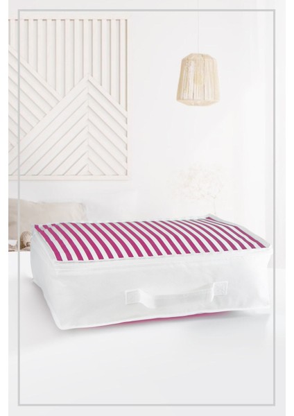 3'lü Organizer Seti 53X44X20CM, Yorgan, Yastık ve Hurç Düzenleyici, Pembe Çizgili fiyatları