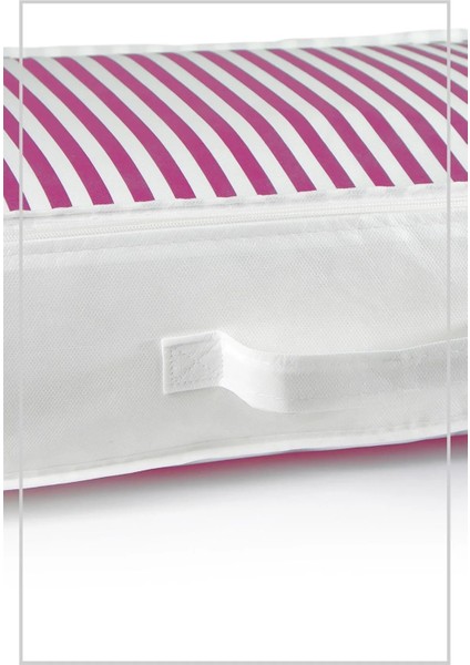 3'lü Organizer Seti 53X44X20CM, Yorgan, Yastık ve Hurç Düzenleyici, Pembe Çizgili modelleri