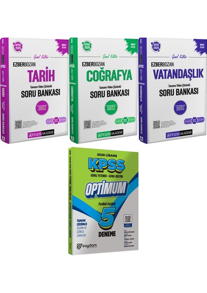 2026 Kpss Ezberbozan Tarih Coğrafya Vatandaşlık Soru - Lisans Optimum 5 Deneme