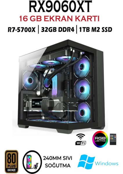 TCX39 Ryzen 7 5700X 32GB 1tb M.2 RX9060XT 16GB 32'' 165HZ Qhd Curved Masaüstü Oyuncu Bilgisayarı fiyatları