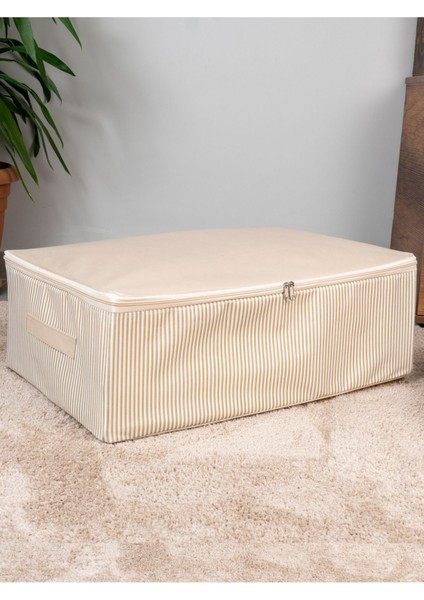 3'lü Bej Çizgili Baza Altı Düzenleyici Hurç Seti 75X40X20 cm modelleri