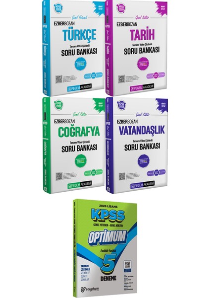 2026 Kpss Ezberbozan Türkçe Tarih Coğrafya Vatandaşlık Soru - Lisans Optimum 5 Deneme