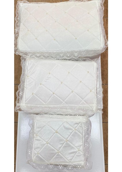 Kadife Inci Işlemeli Güpürlü 3'lü Set, Şık ve Zarif Ev Dekoru Seçeneği fiyatları