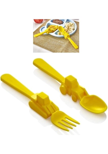 Figürlü Mama Çatal Kaşık Seti - Sarı