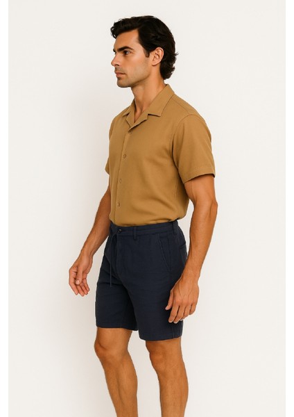 Müslin Keten Beli Lastikli Bağcıklı Kemerli Erkek Şort fiyatları