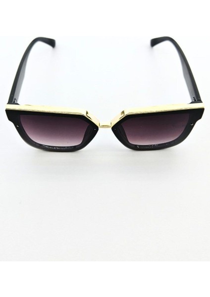 Gold Üst Siyah Çerçeve Kadın Güneş Gözlüğü Uv 400 Korumalı Ce Sertifikalı Güneş Gözlüğü