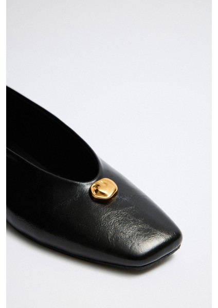 Babet 2528 - Gold Taş Detaylı Siyah Kadın Babet fiyatları