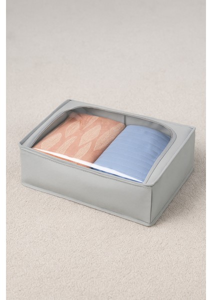 Geniş Pencereli Çok Amaçlı Büyük Organizer 66X46X20 cm Gri indirimleri