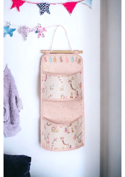 2 Cepli Askılı Düzenleyici, Bebek Odası Için, 20X44CM, Pembe Renk fiyatları