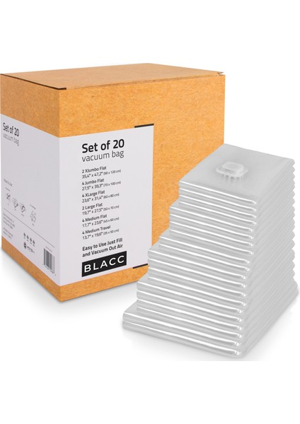 20'li Vakumlu Poşet Seti, Beyaz, Hızlı ve Temiz Saklama Çözümleri