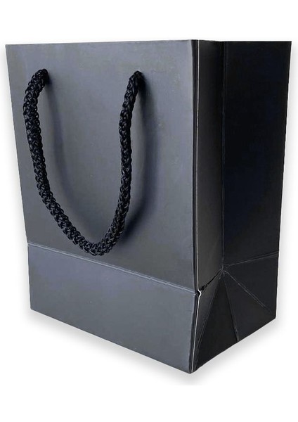 50 Adet Siyah Kuyumcu Karton İpli Çanta (12X15X8)