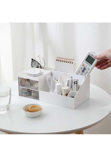 2 Çekmeceli 12 Bölmeli Düzenleyici Hobi Dikiş Takı Makyaj Organizeri Krem Rengi Organizer indirimleri