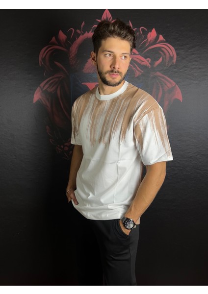 Baskılı %100 Pamuk Bisiklet Yaka T-Shirt