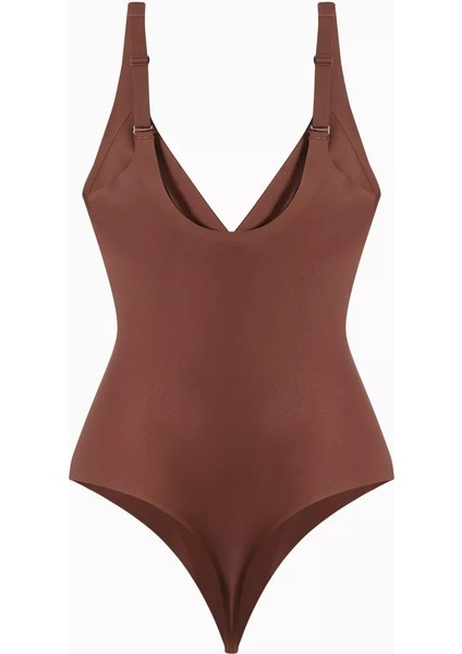 Body Plunge Thong Bodysuit, Derin Yaka, Tanga Kesim, Şık ve Cesur Silüet