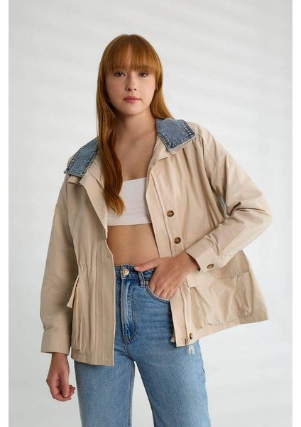 87077 Jean Detaylı Uzun Trench Taş fiyatları